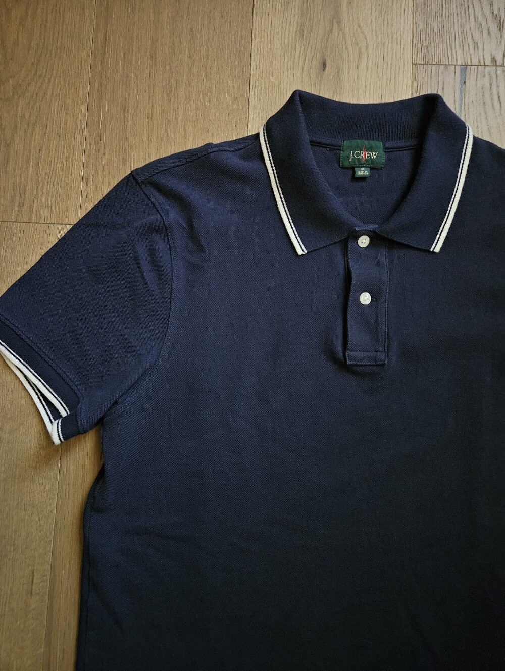 Navy Cotton Pique Polo Size Medium - Picture 3 of 5